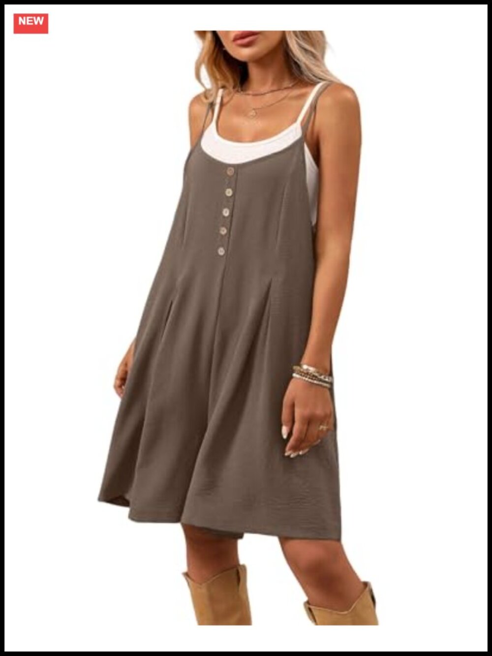 Womens Flowy Sleeveless Romper with Pockets Loose Fit Casual Summer Jumpsuit